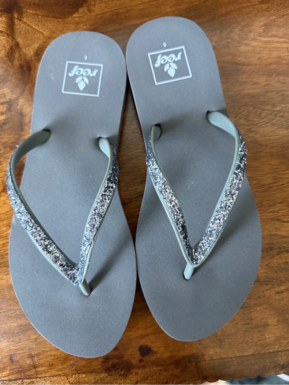 Reef Sparkle Flip Flops Grey